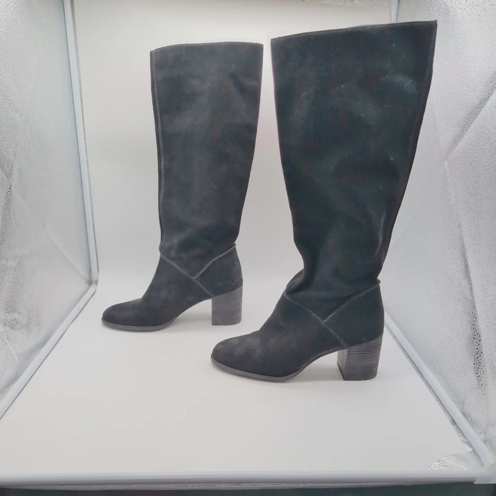 Frye & Co. Sz 10 Phoebe Slouch Tall 70690 Womens Black Suede Knee High Boots